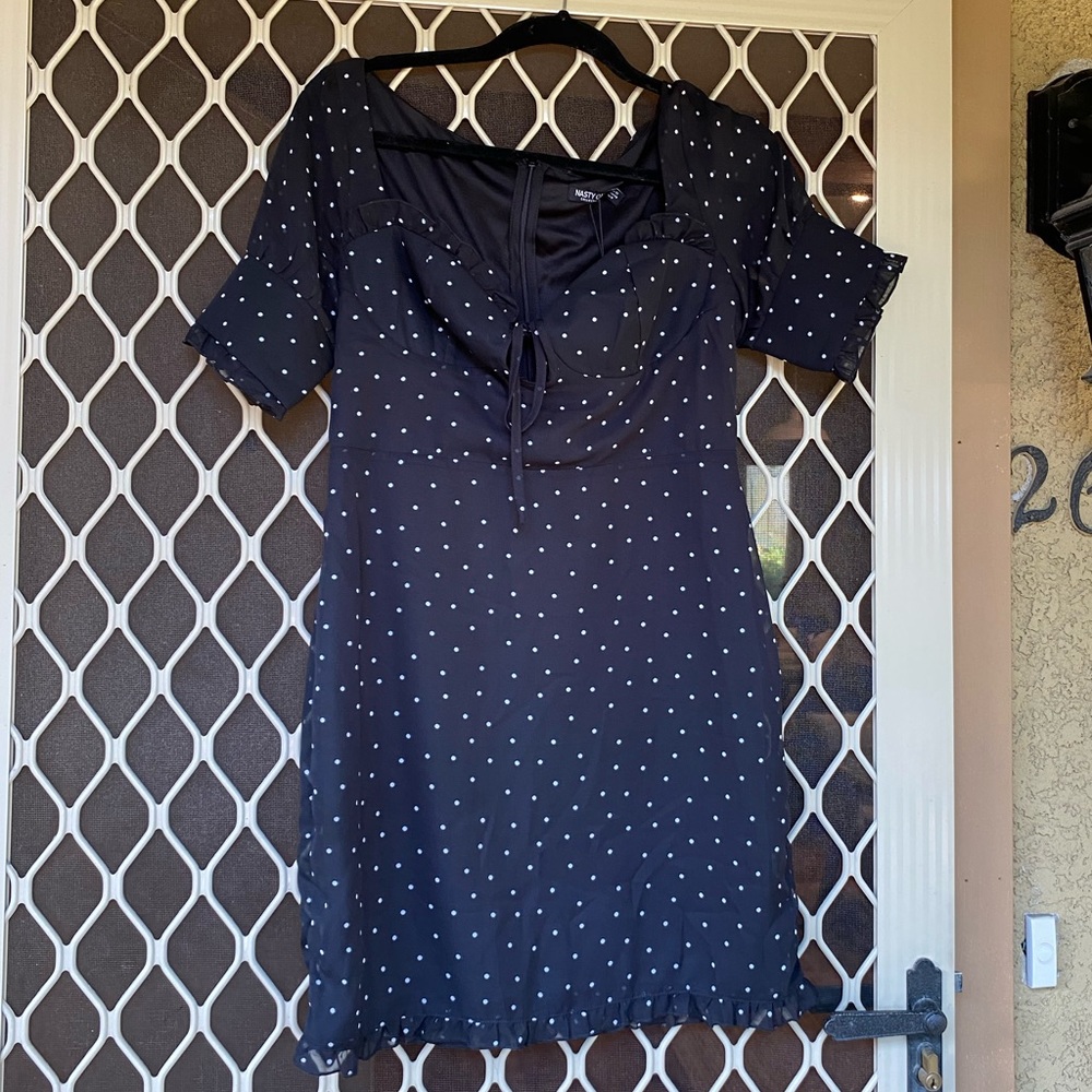 Black polka dot dress